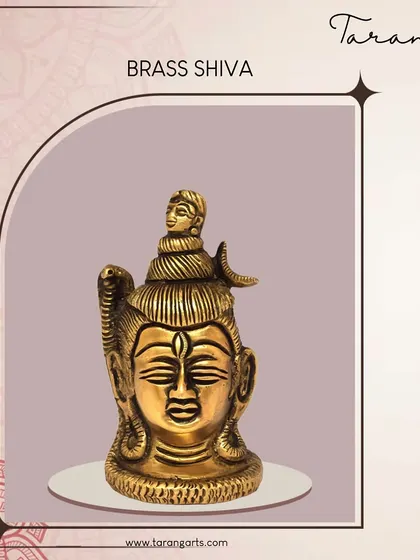 This graphic highlights the clean lines and timeless appeal of our brass Shiva statue. It's a classic piece that fits seamlessly into both traditional and modern interiors, serving as a constant reminder of inner strength and peace.
