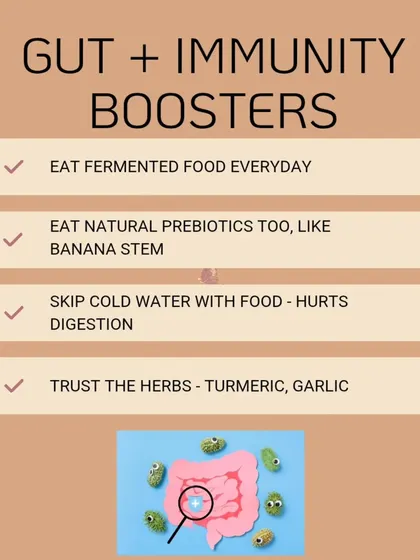 To boost your gut health and immunity, try eating fermented foods daily, include natural prebiotics like banana stem, and trust in the power of traditional herbs like turmeric and garlic.