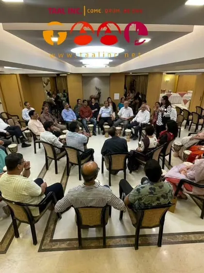 A candid shot from a session led by Neha. The relaxed, comfortable atmosphere she creates allows participants to laugh, connect, and discover their own potential for rhythm.