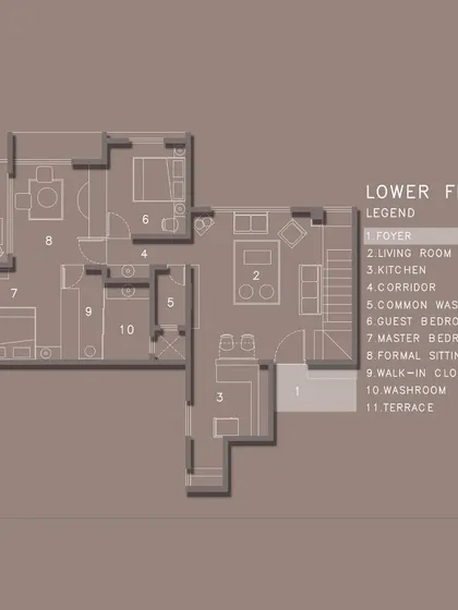 This floor plan highlights the foyer area of the Duplex Project, showing how we plan for a grand and functional entrance.