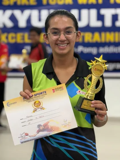Meet one of our champions. We celebrate every victory, big or small. This student's success at the SkyUp Open Table Tennis Tournament, where she secured first place, reflects the dedication we instill in our players.