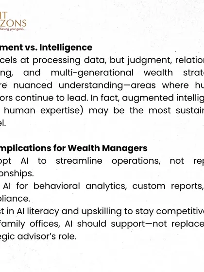 Is AI a threat or an enabler in wealth management? This bulletin unpacks how AI is reshaping the industry, concluding that wealth managers who embrace AI will thrive by combining algorithmic efficiency with human insight.