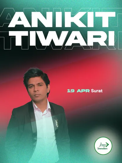 A promotional graphic for Ankit Tiwari's concert in Surat, another highlight from our April bookings.