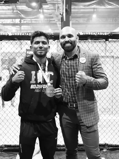 Posing with our international athlete Derik Daniel after a successful competition. His hard work in the gym paid off.