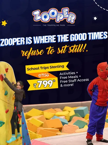 Whether you are Spiderman or just a student, the fun is non-stop. Here, kids enjoy the rock climbing wall and foam pit.