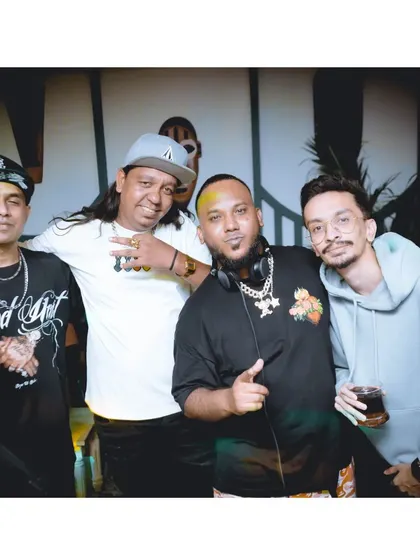 Me with my DJ crew and friends. It takes a team to throw a banger every week.