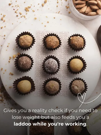 A playful take on motherly love. This image of my assorted laddoos suggests a mom who gives you a reality check but also feeds you a laddoo while you're working.