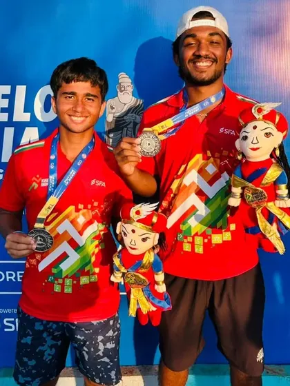 NTC player Cahir Warik with his silver medal at the Khelo India Youth Games in Tamil Nadu, showing remarkable resilience despite an injury.
