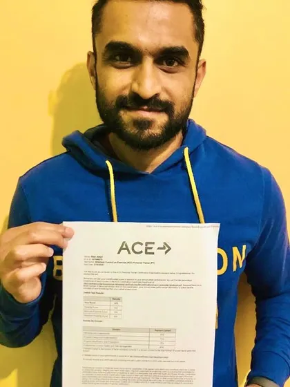 Congratulations, Bipin, and welcome to the ACE family. This marks the start of an amazing career in fitness, and we are excited for what's ahead for you.