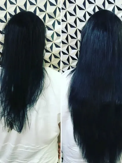 A simple addition of length and volume makes a world of difference. This client's hair now looks much healthier and more styled.