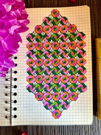 A colorful pattern that feels like a beautiful textile.