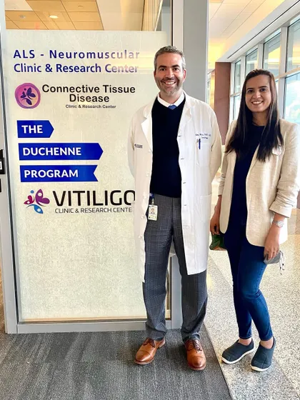 I was honored to visit the Vitiligo Clinic and Research Center at UMass Chan Medical School, pictured here with the pioneering researcher, Dr. John Harris. Collaborating with global leaders ensures I can bring the latest scientific advancements, like new molecules that may prevent relapse, directly to my patients.