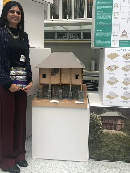 **People of Compartment S4: Krishna Parikh:** Krishna with a project model, showcasing her involvement from the conceptual stage. Her logical thinking ensures our designs are both innovative and grounded.