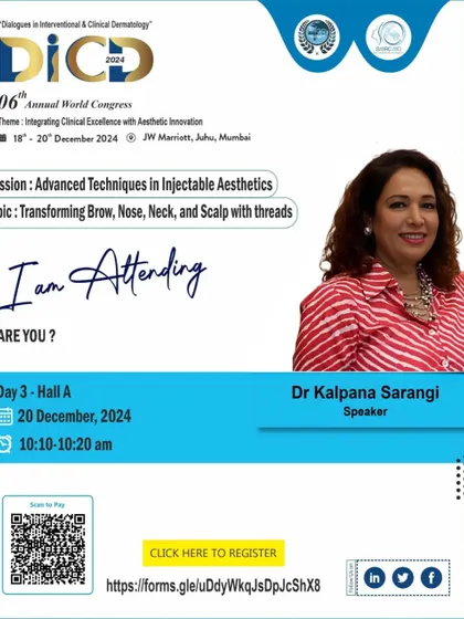At DiCD 2024, I will be speaking on advanced techniques in injectable aesthetics, specifically focusing on transforming the brow, nose, neck, and scalp with threads for natural and impactful results.