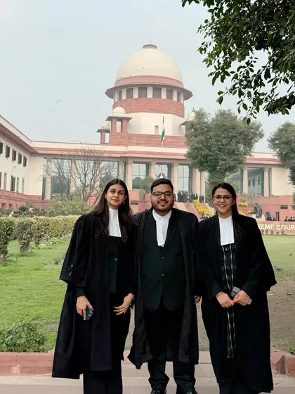 With my colleagues from Nyaypratham Legal at the Supreme Court. Complex litigation requires a dedicated team. Together, we work to uphold our principles of Nyay, Nishtha, and Dharma (Justice, Integrity, and Duty).