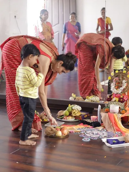 A special moment from our Vijayadashami puja. The studio is a space not just for dance, but for celebrating our culture and traditions together.