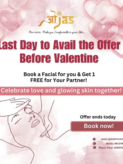 Today is the last day to avail our pre-Valentine's offer. Book a facial for yourself and get one free for your partner to celebrate love and glowing skin together.