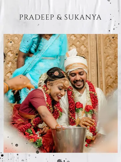 A stylized portrait of the couple from their wedding ceremony.