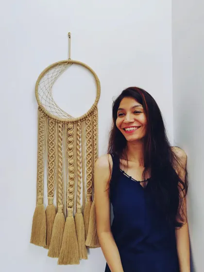 This macrame moon dreamcatcher was my first ever, and I'm so proud of it. It's a unique, handmade piece that can be customized for you.