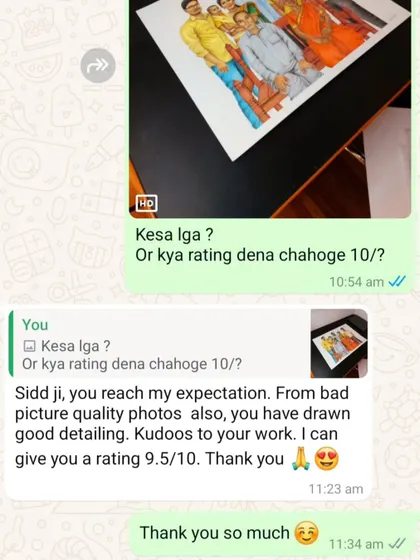 "Sidd ji, you reach my expectation...Kudos to your work". I'm so glad I could do justice to this complex family portrait despite the challenging photos.