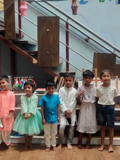 Another happy group of children celebrating Deepavali at school. We believe in creating an inclusive environment where all festivals are celebrated with enthusiasm.