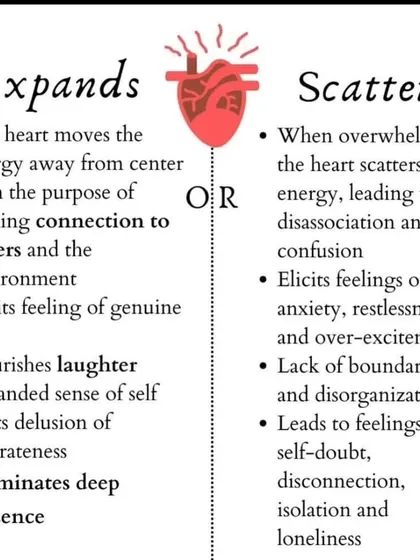The heart's energy is all about connection and joy. When it expands, we feel genuine connection, but when it scatters from overwhelm, it can lead to anxiety, confusion, and loneliness.