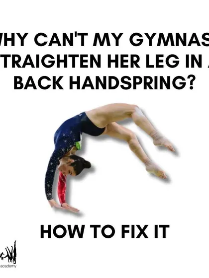 This graphic introduces our series on how to fix common issues like bent legs in a back handspring. We provide practical tips and drills to help our gymnasts improve.
