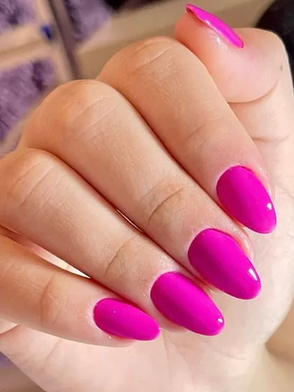 A bright, fun fuchsia polish. This color is full of energy and perfect for the summer months or a tropical vacation.