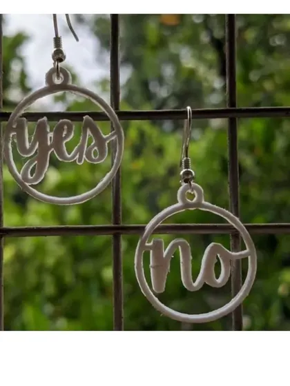 These fun 'yes' and 'no' earrings are another great example of the personalized jewelry you can make with our 3D printers.