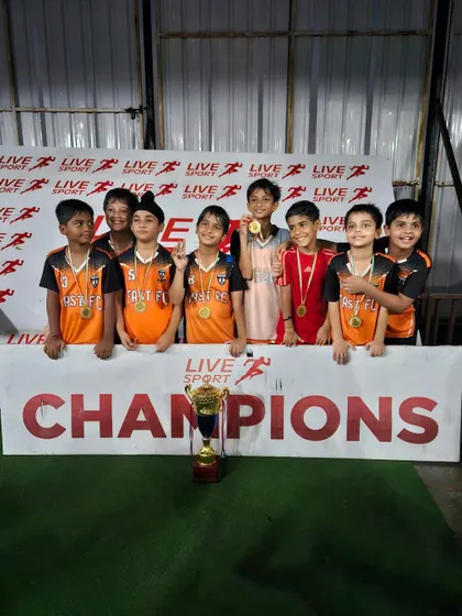 Our U9 team celebrating their championship win in the Junior League held in Gurgaon. We are proud to see our youngest players achieve success.