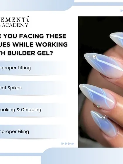 Facing issues like improper lifting, heat spikes, or chipping with builder gel? Our workshop is the solution to creating stunning, long-lasting nails.