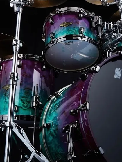 A full view of the Tama Starclassic Walnut Birch Special Edition kit. This is a professional-level instrument designed for drummers who want the best in tone and aesthetics.