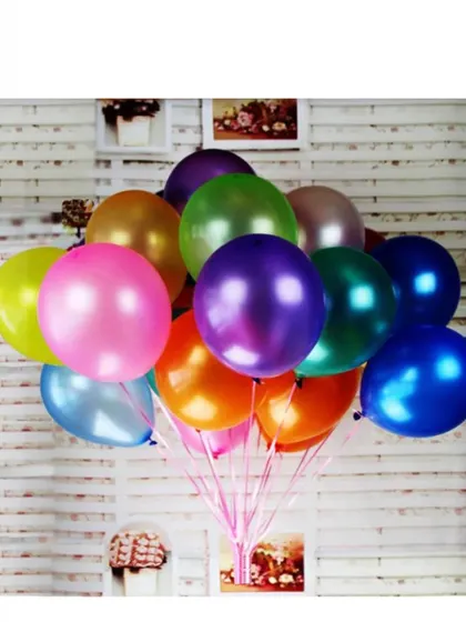 A simple bunch of colorful metallic balloons. Sometimes, even a small arrangement can bring a lot of joy and color to a small party.