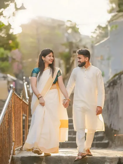 Tradition and love, hand in hand. This shot was taken at the historic Banganga Tank in Mumbai, with Dipesh and Hemangi in beautiful traditional attire. I focus on capturing the grace and elegance of cultural shoots in a soft, natural light.