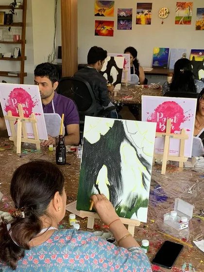 Another shot of our koi fish painting workshop. The studio is always buzzing with creative energy during these sessions.
