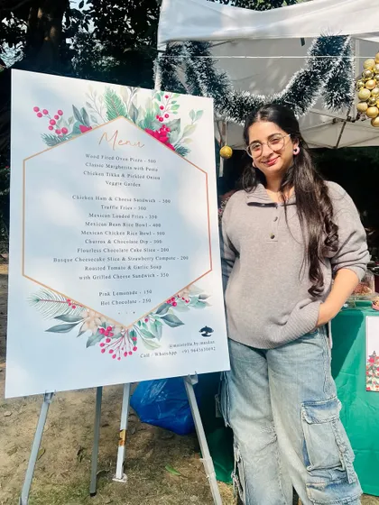 Standing proudly next to my menu at a Christmas market. It was a wonderful day with a lovely response from everyone who visited.