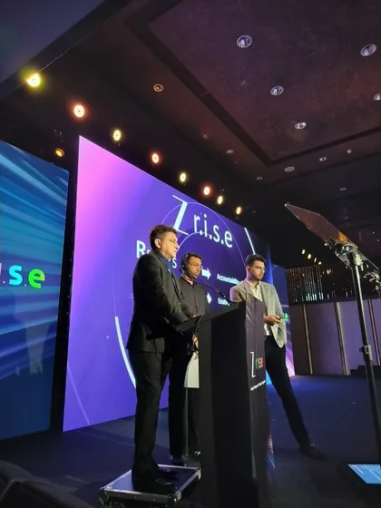Our team providing on-stage support to speakers at the 'Zee 5, What's Next?!' event.