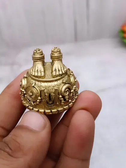 Another angle of the brass Balaji Padam, a must-have for devotees of Lord Venkateshwara.