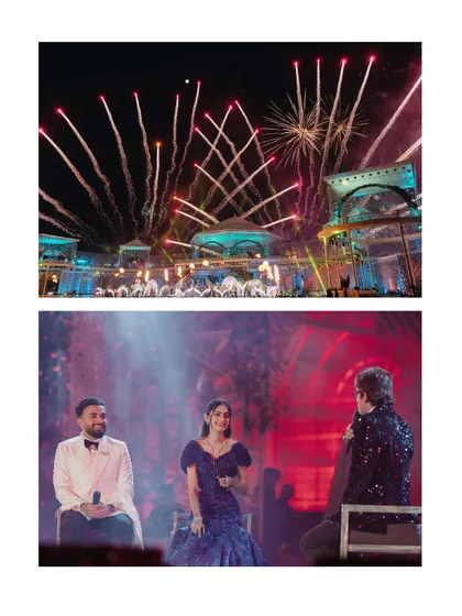 A night of stars, both in the sky and on the stage. We capture the spectacular fireworks and the intimate moments, like this on-stage interview with the couple.