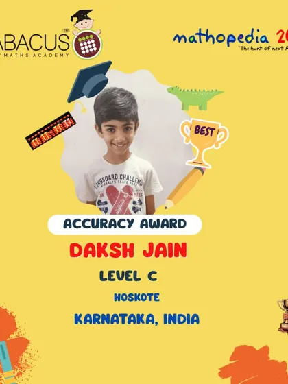 Daksh Jain from Hoskote, Karnataka, winner of an Accuracy Award.