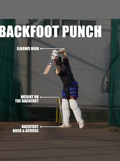 An analysis of the backfoot punch. This infographic explains the key body mechanics, including high elbows and weight on the backfoot.