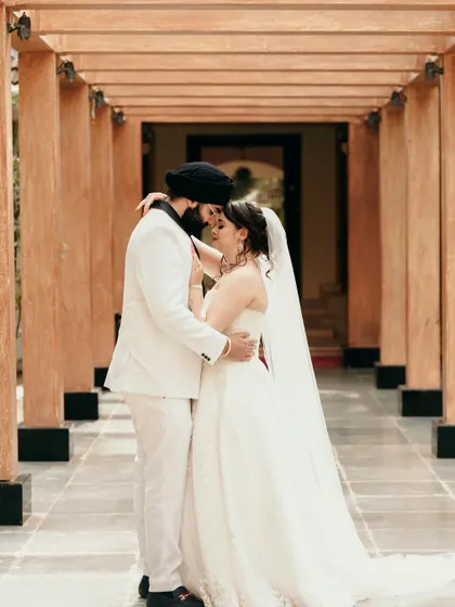 An intimate and romantic embrace, capturing the deep connection between the couple.