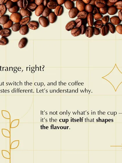 It's a strange but true fact of sensory science. This image introduces the core concept we explore in our workshops: the cup itself is an active ingredient in shaping the flavor of your coffee.