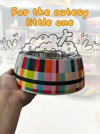 This colorful checkered bowl is one of my personal favorites. It's for the pet with a bright and cheerful personality.