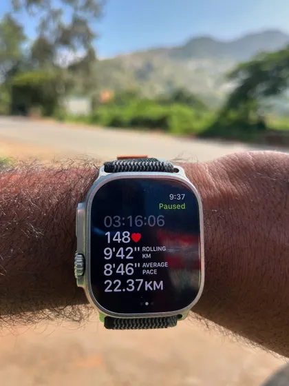 My watch stats after a 22km Nandi Hills training run. Over 3 hours of climbing and descending.