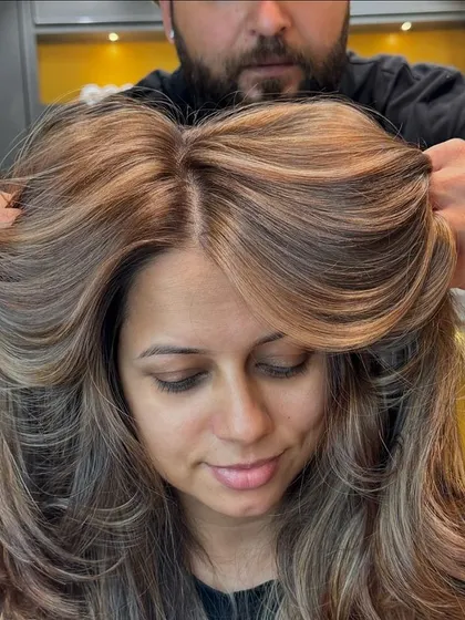 A final look at this beautiful blonde transformation, a perfect example of a hair makeover.