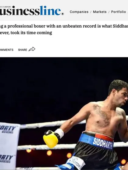 A feature from Businessline about my professional boxing career. The media has followed my journey, and I am proud of the recognition I have earned for my state and country.
