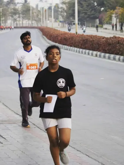 Pushing the pace. One of our young warriors showing incredible stamina and determination during a road race, a direct result of the conditioning work we do in our classes.