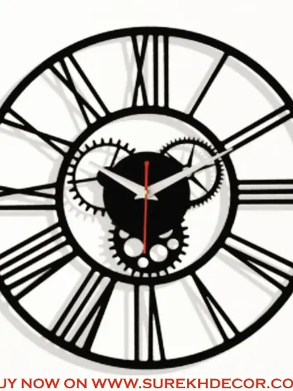 We've added a touch of industrial design to this vintage-style wall clock with exposed gear details at its center. The classic Roman numerals combined with the mechanical accent create a unique and engaging timepiece.