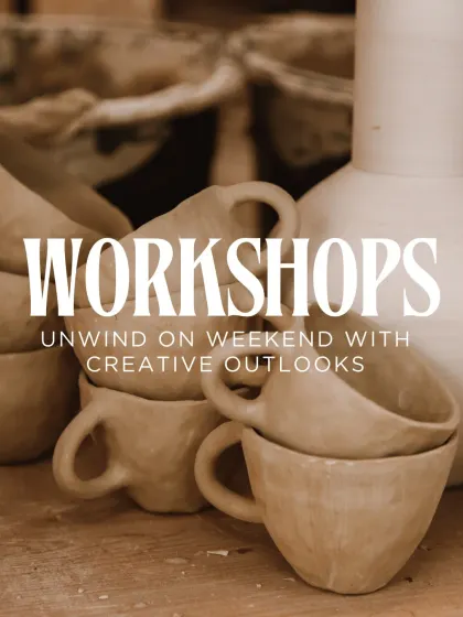 A close-up of handmade pottery cups, representing the creative workshops I offer to help you unwind on the weekend.